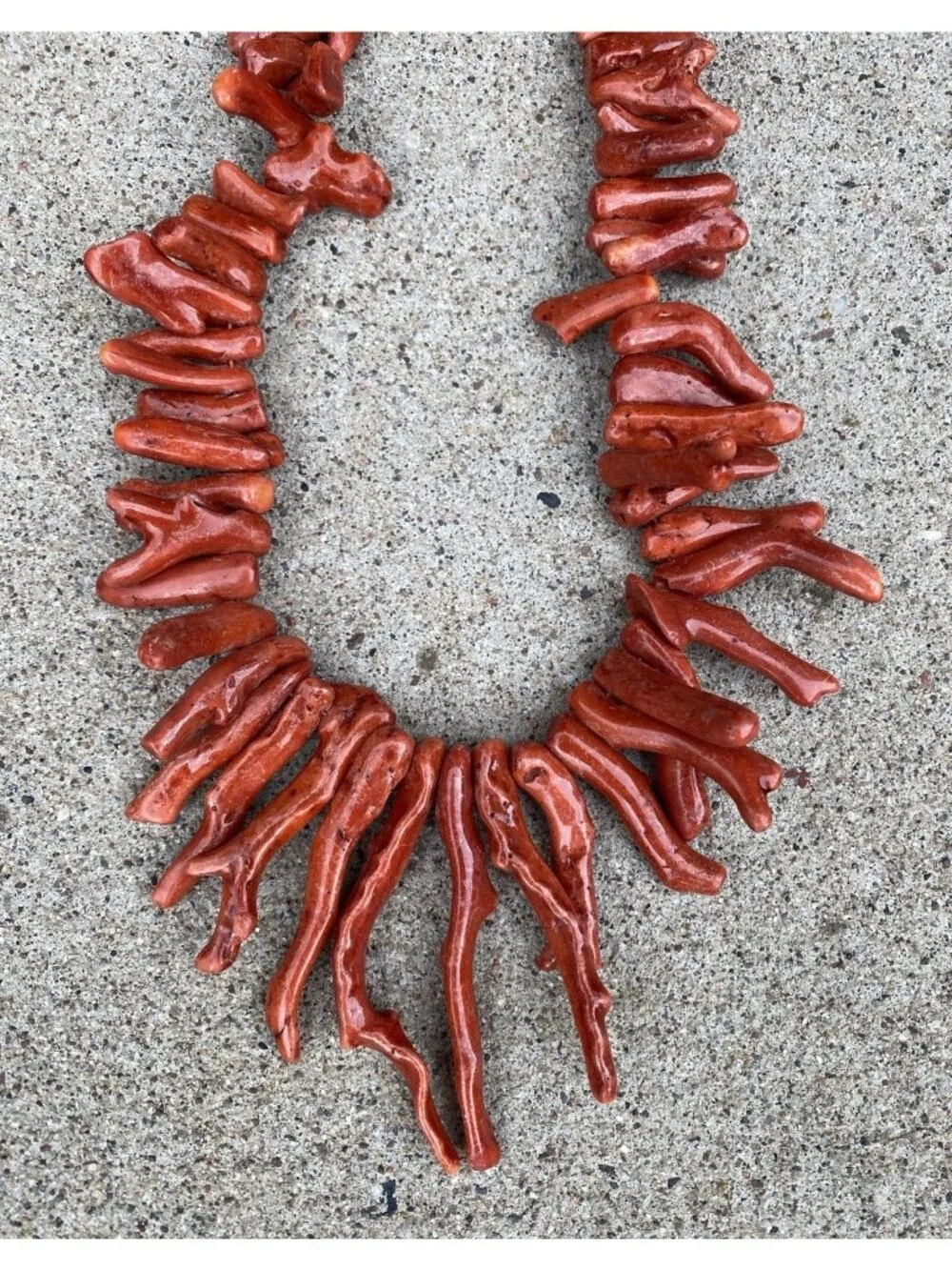 Graduated Large Branch Coral Strand For Stringing 25” Length Red Orange